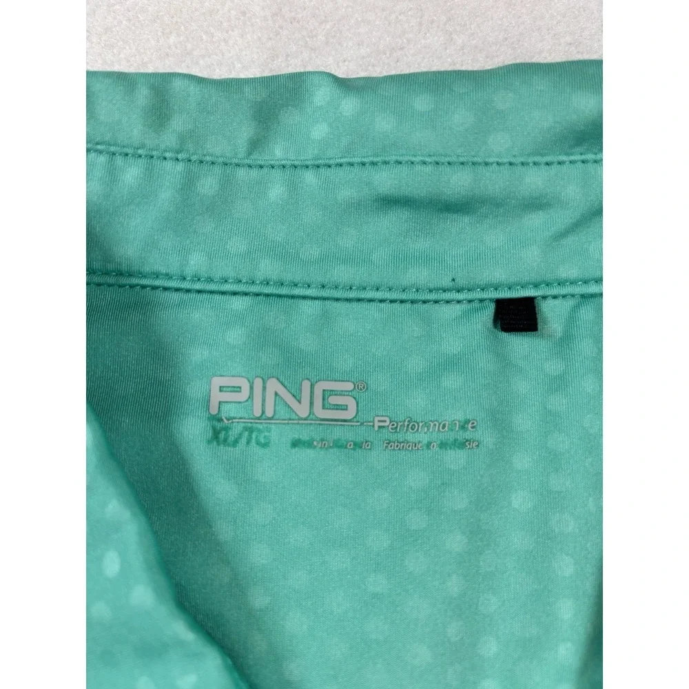 PING Golf Polo Performance Womens XL Green/White‎ Sides Short Sleeve